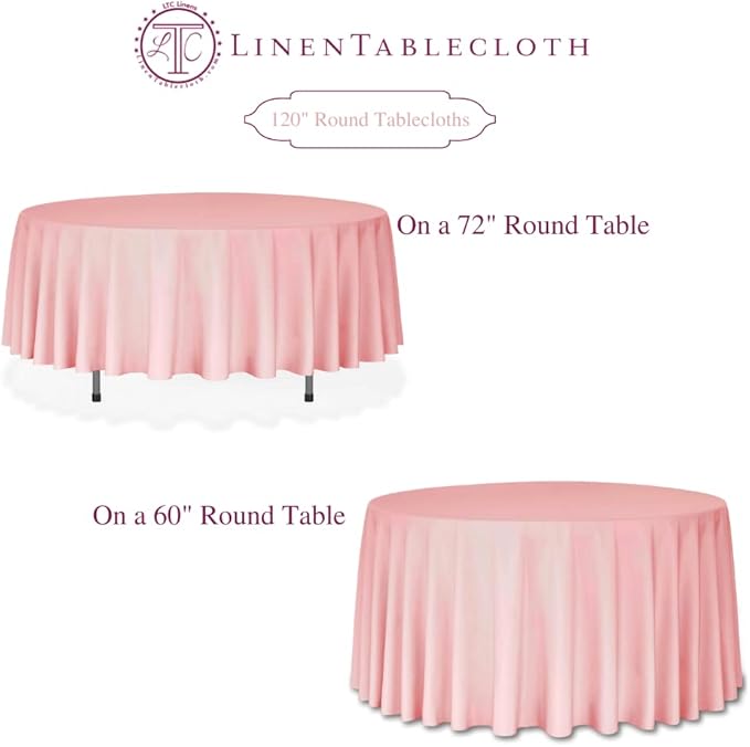 Ivory Round Polyester Tablecloths, 120 Inch 10-Pack for 60 Inch Tables