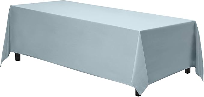 Gee Di Moda Rectangle Tablecloth - 90 x 156 Inch Baby Blue Table Cloth for 8 Foot Table with Floor-Length Drop - Heavy Duty Washable Fabric - 8 Ft Buffet Table, Holiday Party, Wedding & Baby Shower