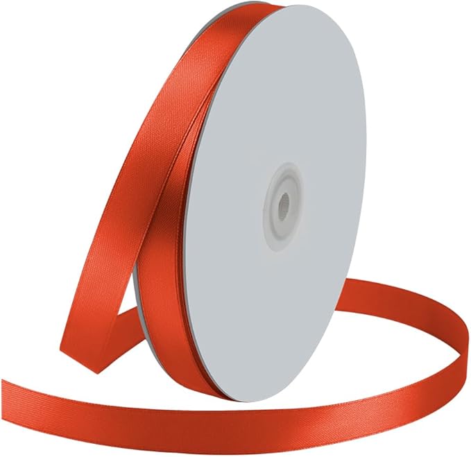 5/8" Wide x 100 Yards Single Face Polyester Satin Ribbon, Satin Ribbon for Crafts, Gift, Hair Bows, Wedding Party Decoration, Bow Making & Other Projects (Autumn Orange)