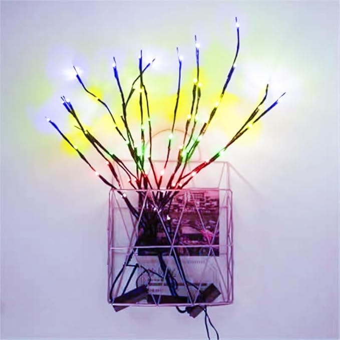 MENCH Branch Lights,3 Pcs Twig Light USB&Battery Powered 8 Flashing Modes by Remote Control.Branch Lights for Indoor, Light Up Decorations for Halloween Day and Christmas,Multi-Color