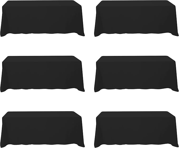 Tablecloths Black Polyester Rectangle 6 Pack 90 x 156 Inch