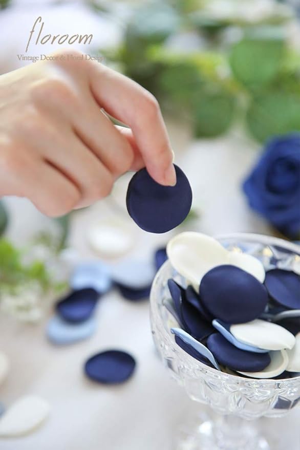 Confetti Rose Petals, 500 Count Dusty Blue Satin Faux Petals