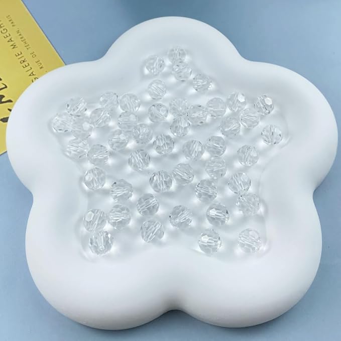 200 PCS 6mm Crystal Glass Beads Round Multiple Faceted Loose Spacer Glass Beads for DIY Handcrafte Bracelet Necklace Earring Jewelry Making(Transparent)