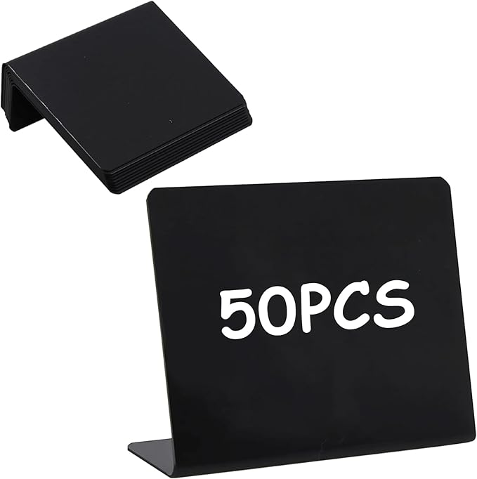 50Pcs Food Labels for Party Buffet PVC Erasable Writing Pad Mini Chalkboard Signs Thickened and Durable Occasions are Birthday Bakery Wedding Price Display Boards