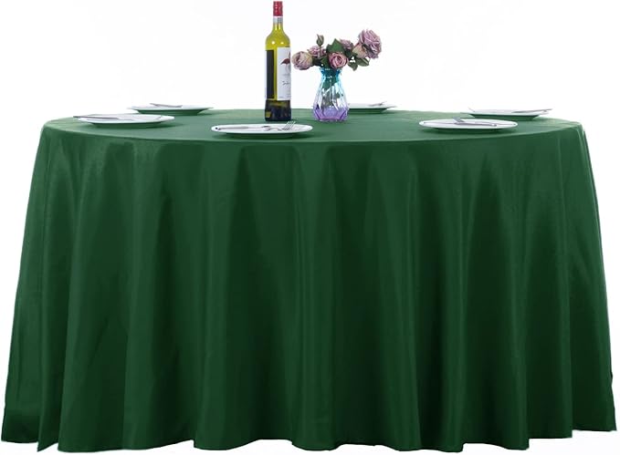 Ascoza 2pack 108 Inch Hunter Round Tablecloth in Washable Polyester Fabric for Wedding/Banquet/Restaurant/Parties