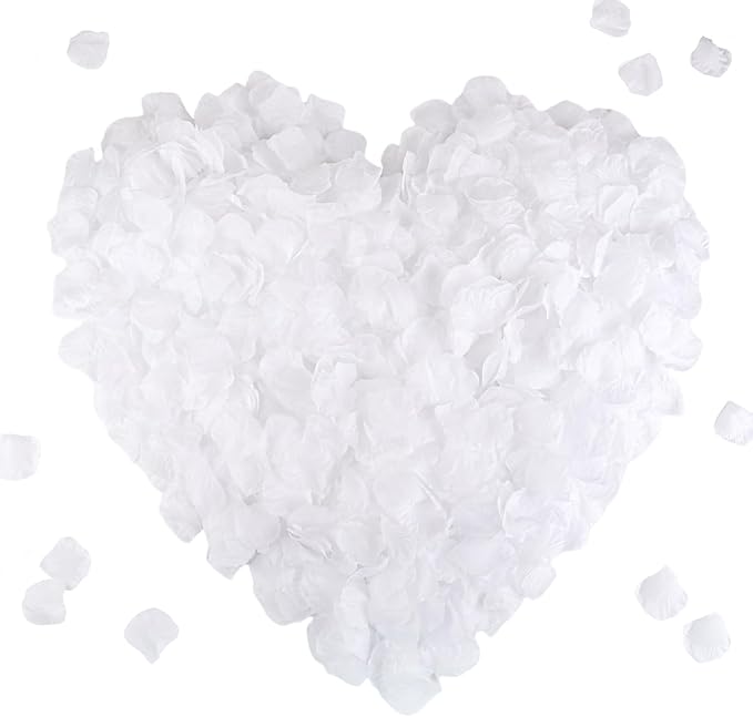CODE FLORIST 1100 PCS White Silk Rose Petals for Valentine's Day,Romantic Night,Wedding,Proposal Anniversary Flower Decorations(Separated,Scented)