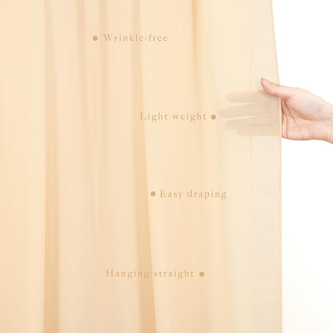 Wedding Arch Draping Fabric, 4 Champagne Chiffon Panels, 20 Ft Long