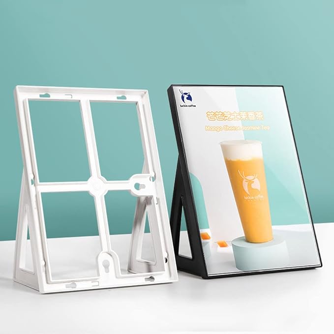 ABS Plastic Sign Holder，Menu Displays L Shape Sign Stand Vertical/Horizontal Use (White A5 148×210mm/5.83×8.27inches)