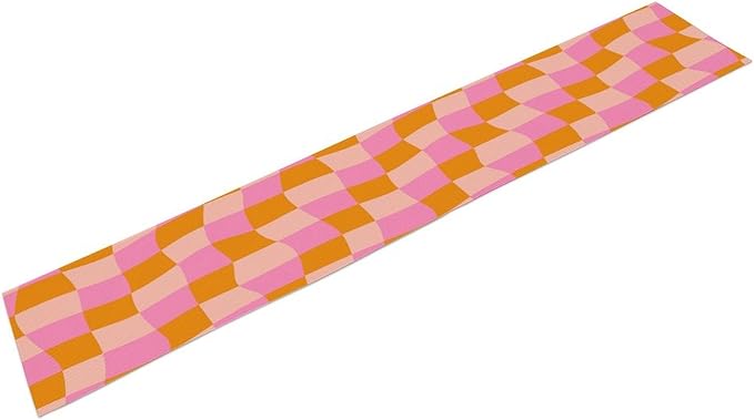Checkered Table Runner Orange Retro 60s70s Boho Style Kitchen Restaurant Decoration Suitable for Indoor and Outdoor Festival Home Wedding Party Table Runner 13x36 Inch