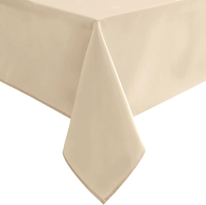 Hiasan Waterproof Tablecloth Rectangle - Washable Fabric Table Cloth for Dining Room Kitchen Birthday Party and Outdoor Use, Beige, 70 x 120 Inch