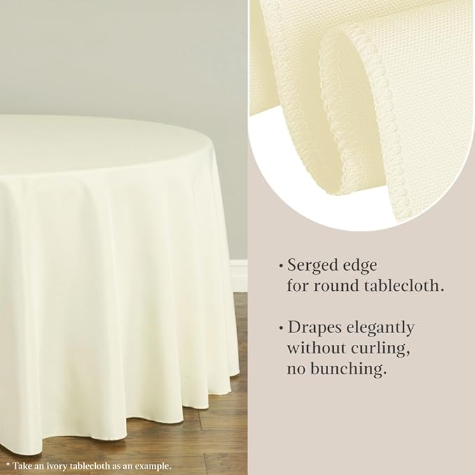 Ivory Round Polyester Tablecloths, 120 Inch 10-Pack for 60 Inch Tables