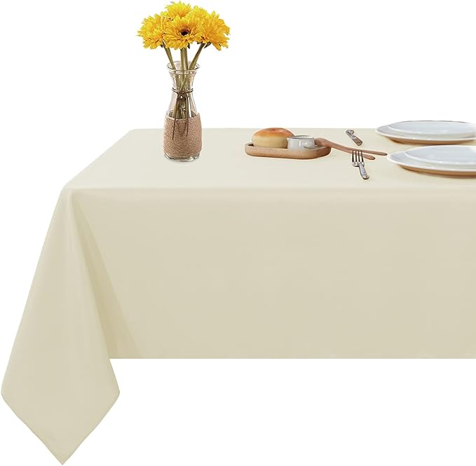 Fitable Square Tablecloth 60x60 inch Tablecloth Stain and Wrinkle Resistant Washable Polyester Table Cloth for Buffet Parties and Camping, Ivory