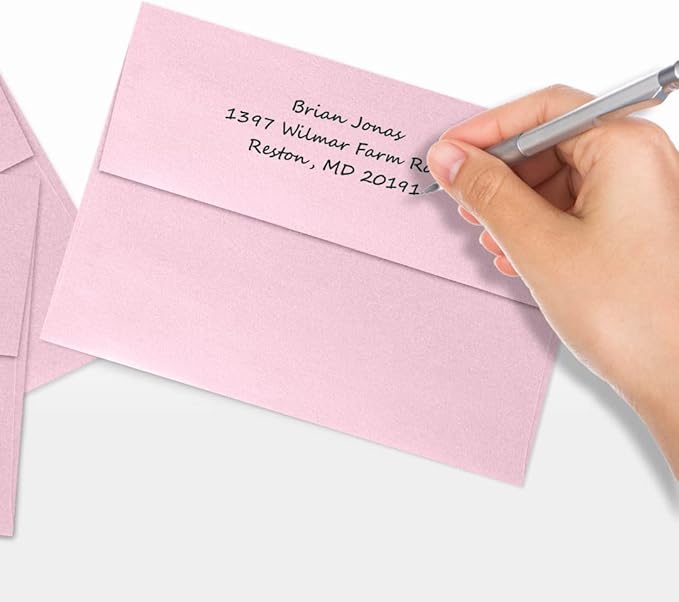 LUXPaper A7 Invitation Envelopes | Peel & Press | 5 1/4" x 7 1/4" | Rose Quartz Metallic | 80lb. Text | 1,000 Qty
