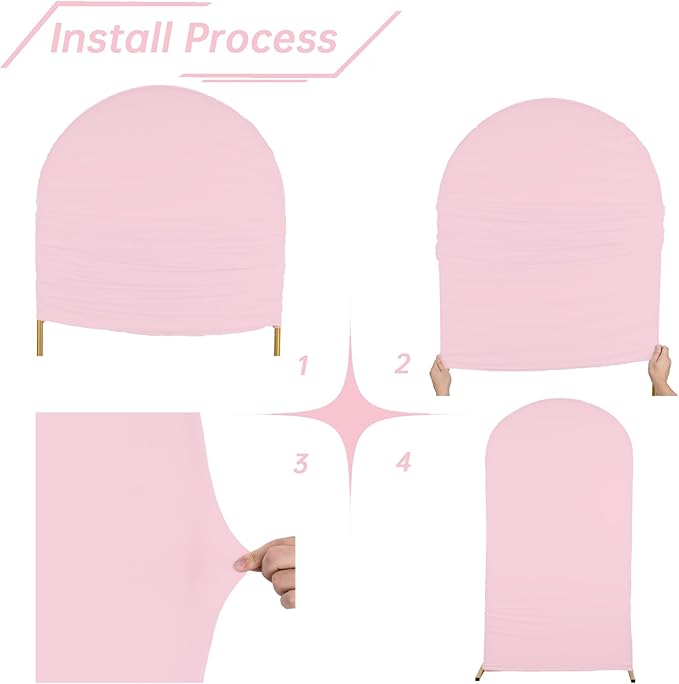 bricia Wedding Arch Backdrop Stand Cover, 6.6FT Double Sided Stretchy Arch Cover Fitted Wedding Birthday Party Banquet Decoration (Pink 79.2''Lx39.6''W)