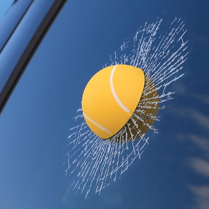 Car 3D elf Ball car Sticker, car Window Funny Creative Decorative Sticker(18cmx18cmx3cm) (White Baseball)
