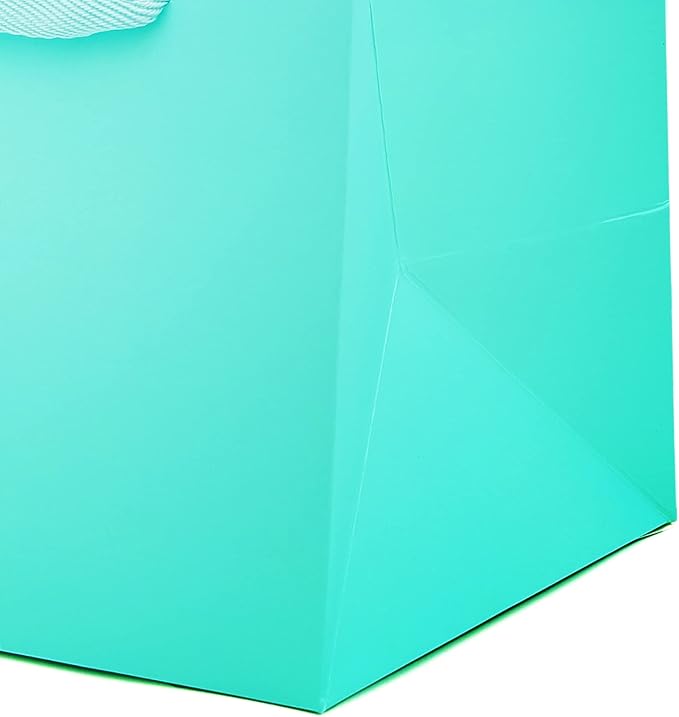 Teal Blue Paper Gift Bag Small Square Bottom Kraft Paper Bags with Handles for Wedding Baby Shower Birthday Party (Teal Blue, 6 x 6 x 6 in, 10 CT)