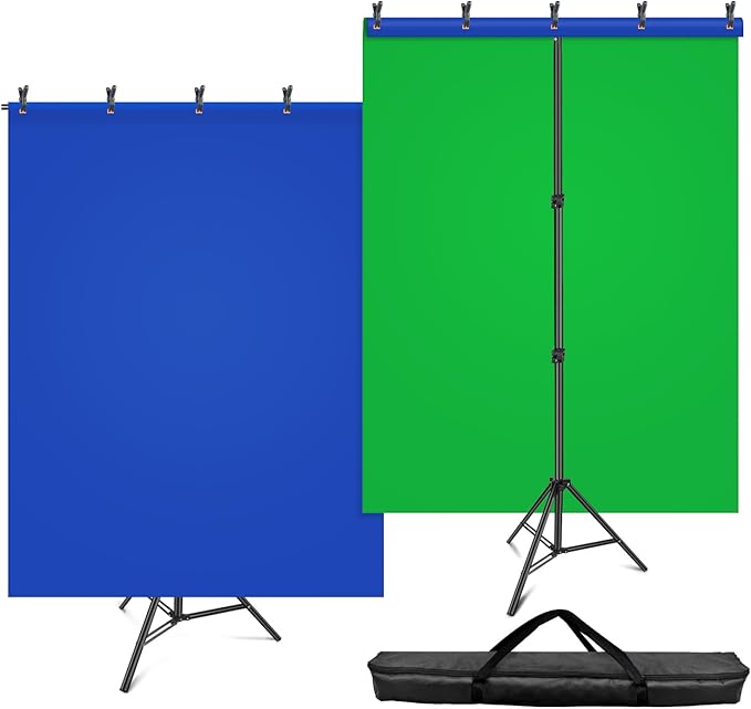 Green Screen Backdrop Kit with Stand, Reversible 7x5 ft