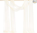 Ling's moment Wedding Arch Draping Fabric 2 Panels 32Ft x 30" Wrinkle-Free Wedding Arch Drapes Chiffon Fabric, Ivory Curtain for Wedding Ceremony Reception Background Party Home Garden Decorations