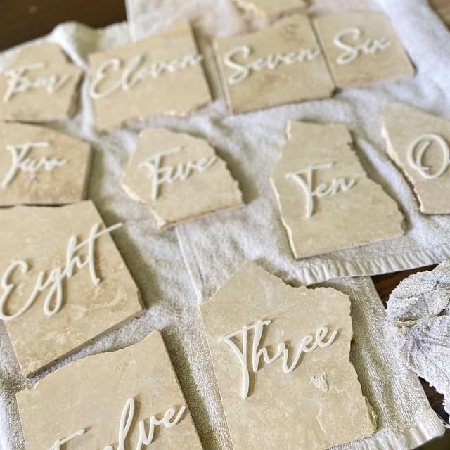 Decorative Signs Plaques, Gloss White Wedding Table Numbers 1-25, 25 Pieces