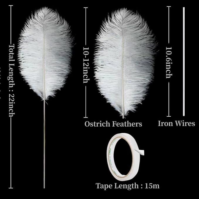 Holmgren Pink White and Light Pink Ostrich Feathers - 20pcs Making Kit 22 Inch Ostrich Feathers Bulk for Vase, Floral Arrangement, Tables Wedding Party Centerpieces and Christmas Home Decorations