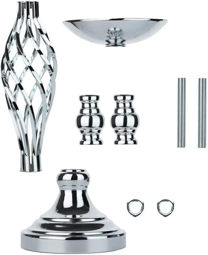 Candlestick Holders, 2 Pack, Silver Metal, 20.5-Inch Table Centerpiece Stands