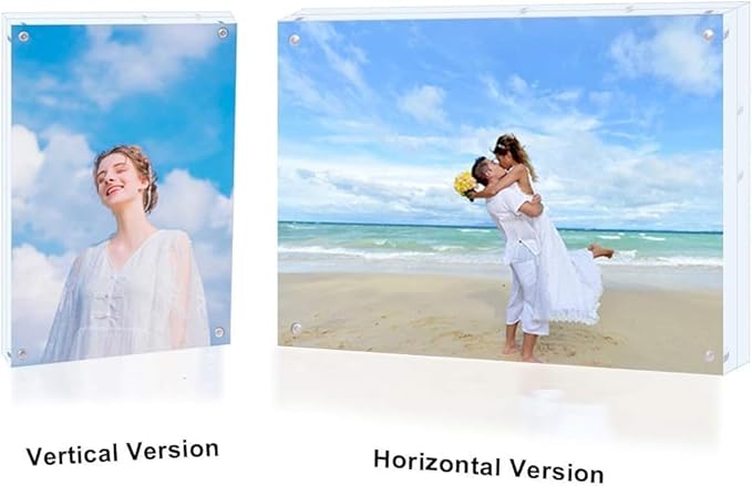 2 pack 8x8 Acrylic Picture Frame Clear Double Sided Magnetic Picture Frame Desktop Display with Photo Frame Support Stand Best Gift for Family, Baby, Document Photo Frames- Free Soft Microfibe