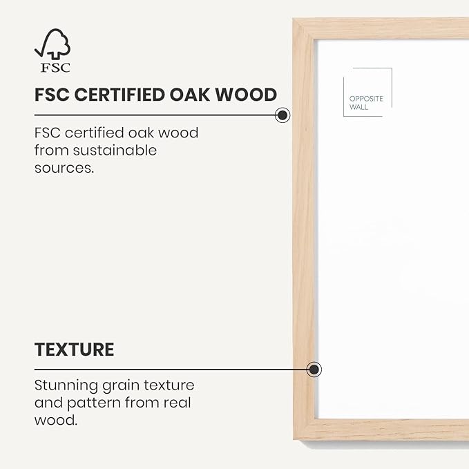 Opposite Wall - 20x30 in - Natural Solid Oak Wood Picture Frame - Lightweight, Versatile & Shatterproof - Wall Hanging Poster or Photo Frame - Wall Decor for Office, Gallery & Home