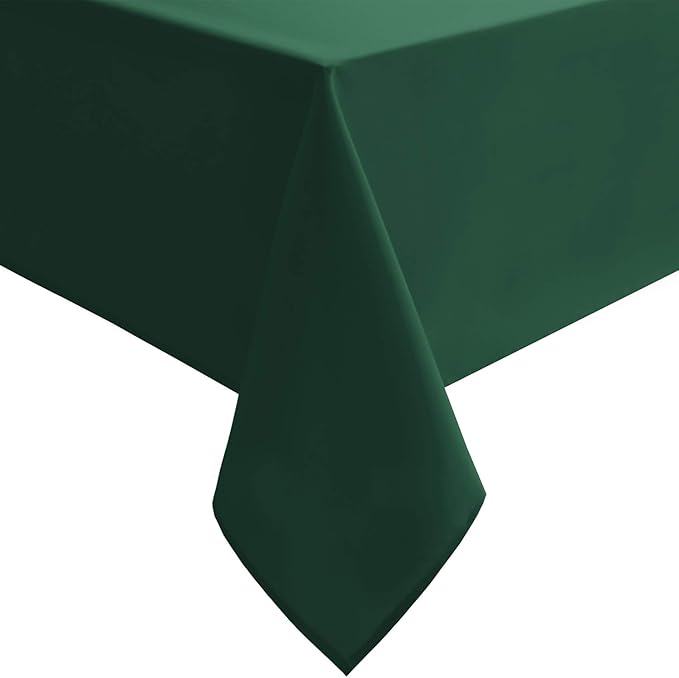 Hiasan Hunter Green Tablecloth for Rectangle Tables - Waterproof and Spillproof Washable Fabric Table Cloth for Dining Room Kitchen Party, 60 x 102 Inch