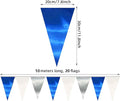 White Silver Triangle Pennant Banner Flag Metallic, 65FT – Navy Blue