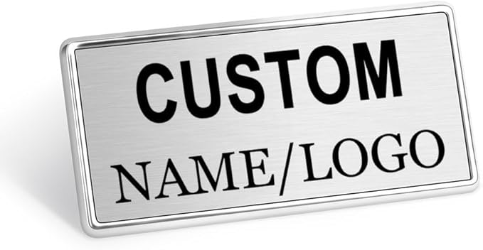 Custom Name Tags ID Badges with Logo Name Personalized Name Badges Name Tag ID Badges with Pin Backing Customizable Name Badges for Business Offices Stores Restaurant, 1.5x2.8 in, 20PCS
