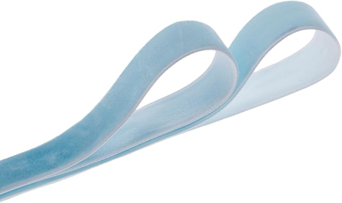 Velvet Ribbon, Sky Blue Crushed Velvet, 1 Inch x 25 Yards Nylon