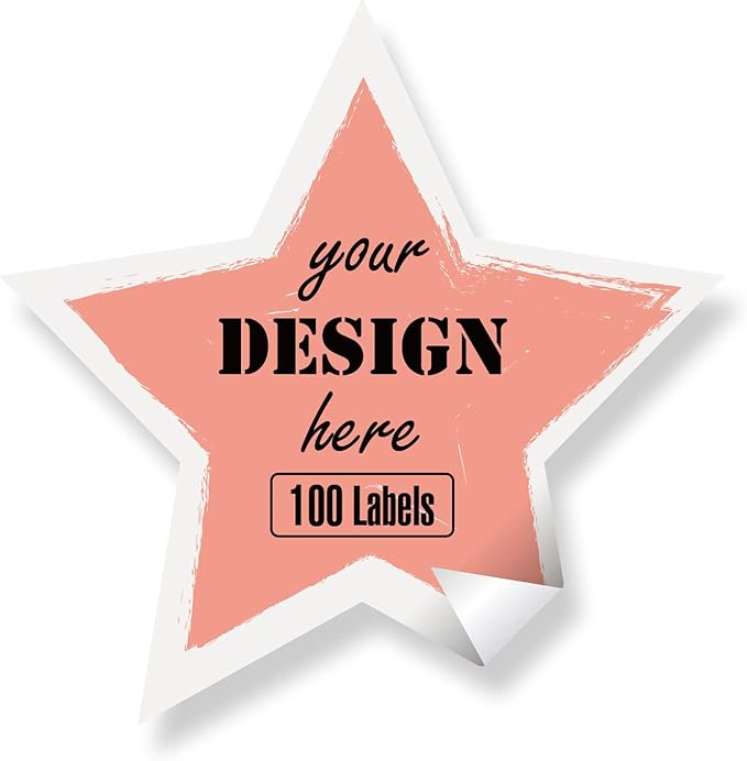 Custom Stickers Personalized Labels - Customized Stickers with Any Design Image Logo Text,Custom Thank You Label Stickers,Custom Stickers for Business Logo,100 Labels (Star,6"x6")
