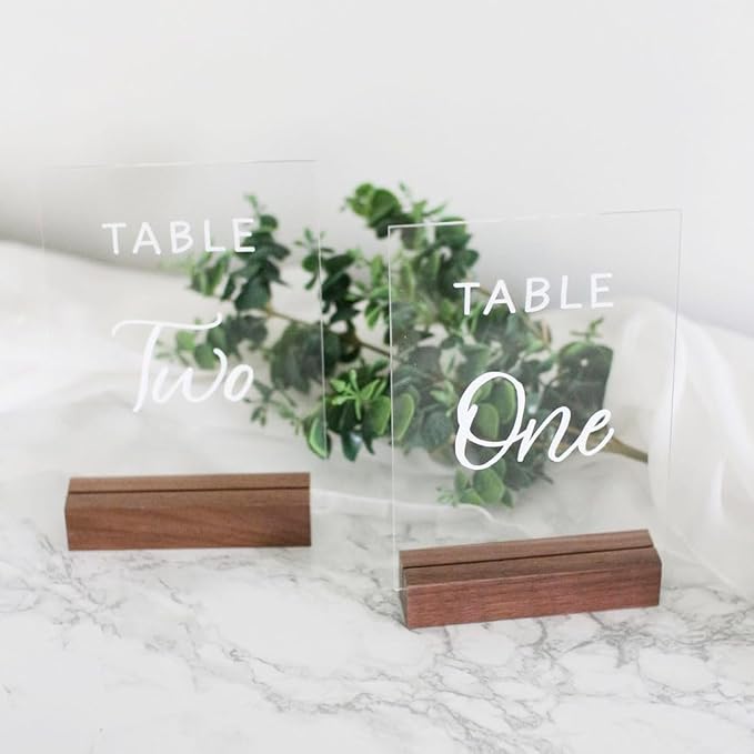 10 Pack Clear Blank Acrylic Sign for Table Numbers, 5x7 Inch Clear Acrylic Sheet Sign Blank 1/8 inch Thick, Use for DIY Table Signs for Wedding Party Events, Wood Stand NOT Included