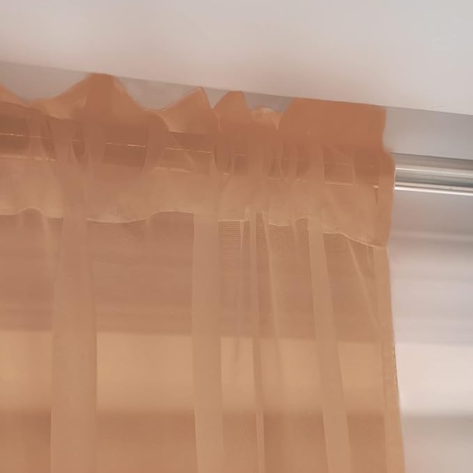 Window Brown Sheer Curtains 60 Inches Width 72 Inches Long 2 Panels Sheer Curtains Clear Curtains Basic Rod Pocket Panel for Home Living Room Bedroom Kids Room Yard Patio Parlor Sliding
