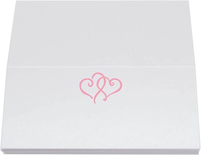 Linked Hearts Place Cards, Pink (Choose Color), Set of 60, Pre-cut and Scored - Wedding, Party, Dinner, and Special Events - Made in the USA