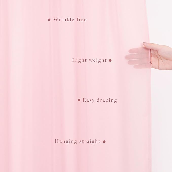Wedding Arch Draping Fabric Set, 4 Light Pink Chiffon Panels 20 Ft