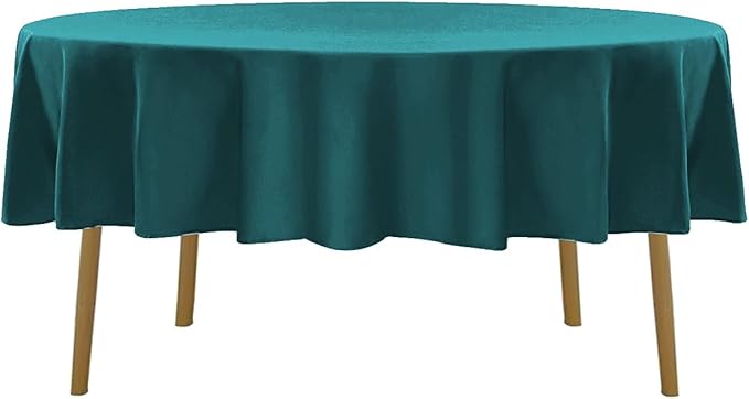 60 inch Round Tablecloth Washable Polyester Table Cloth Decorative Table Cover for Wedding Party Dining Banquet（60 inch,Peacock Blue）