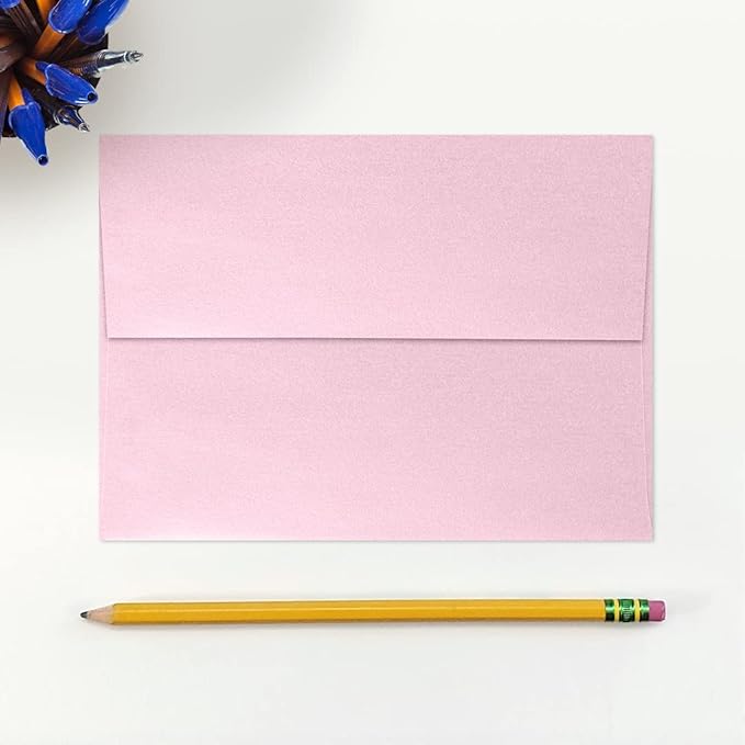 LUXPaper A7 Invitation Envelopes | Peel & Press | 5 1/4" x 7 1/4" | Rose Quartz Metallic | 80lb. Text | 1,000 Qty