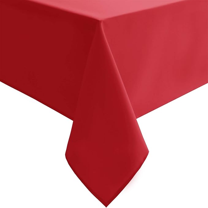 Hiasan Red Tablecloth Rectangle - Wrinkle Resistant and Waterproof Dining Room Washable Christmas Table Cloth, Polyester, 70 x 120 Inch