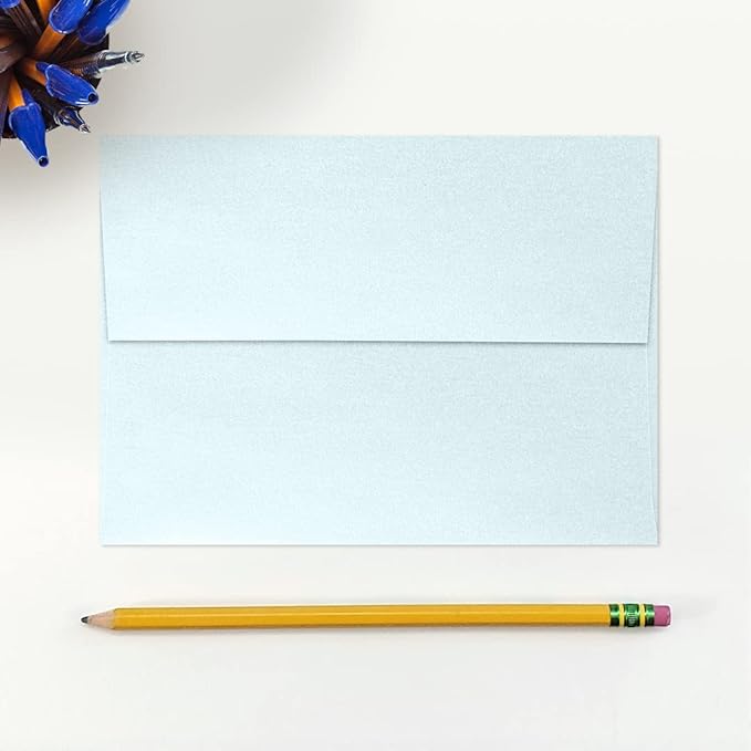 LUXPaper A7 Invitation Envelopes | Peel & Press | 5 1/4" x 7 1/4" | Aquamarine Metallic | 80lb. Text | 250 Qty