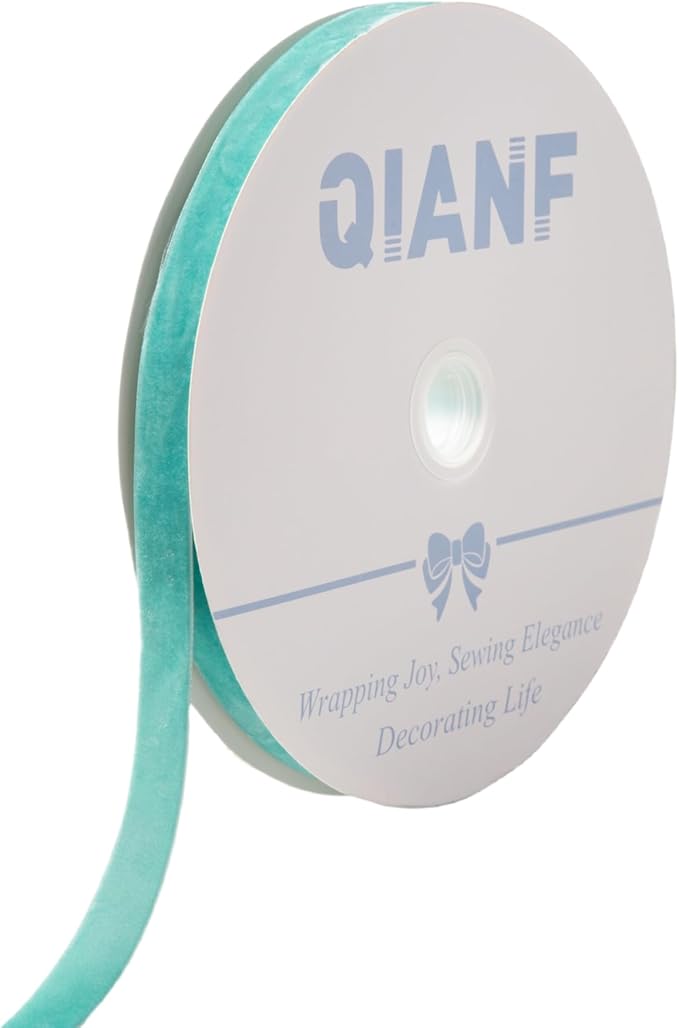Velvet Ribbon 5/8 Inch x 25 Yards in Tiffany Blue Crushed Nylon