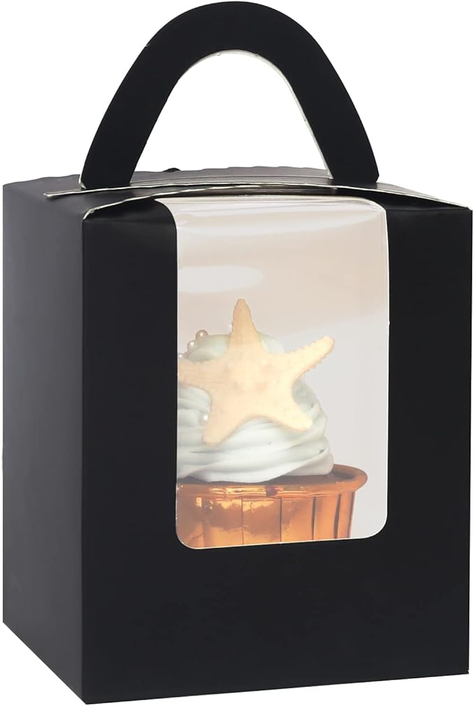 Cupcake Carriers 100 Black Boxes with 100 Holder Inserts