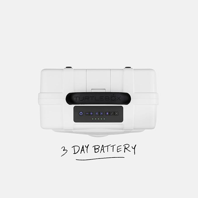 Turtlebox Original Gen 3: Portable Outdoor Bluetooth Speaker – Ultra-Loud (120dB), Waterproof (IP67), Rugged, Impact-Resistant, 3-Day Battery | Party Mode: Unlimited Pairing Stereo, White/Blaze Orange