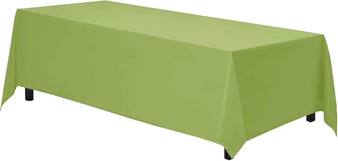 Gee Di Moda Rectangle Tablecloth - 90 x 132 Inch Apple Green Table Cloth for 6 Foot Table with Floor-Length Drop - Heavy Duty Washable Fabric - 6 Ft Buffet Table, Holiday Party, Wedding & Baby Shower