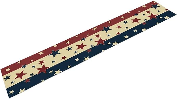 Memorial Day Table Runner, 4th of July American Patriotic Independence Day Stars Stripes Print Table Runne for Summer Holiday USA Home Decoration Party,13x36inch