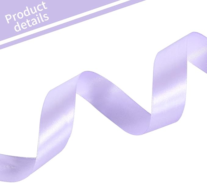 TONIFUL 1 Inch x 100yds Light Purple Satin Ribbon, Thin Solid Color Satin Ribbon for Gift Wrapping, Crafts, Wedding Party Decoration, Invitation Cards, Floral Bouquets, Christmas Halloween