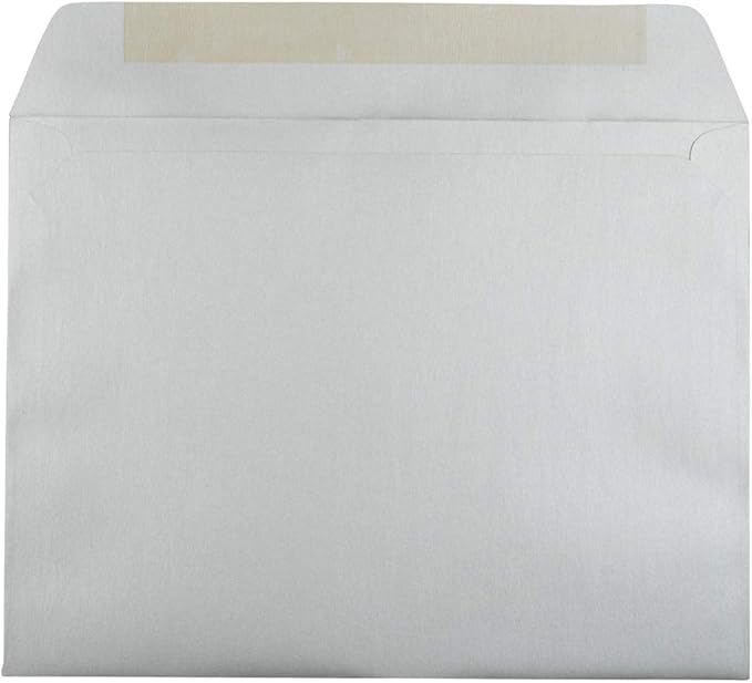 JAM PAPER 9 x 12 Open End Catalog Metallic Envelopes - Silver Stardream - 25/Pack