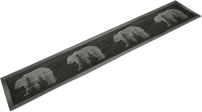 Rustic Country Bear Table Runner, Black Wood Wooden Cabin Wild Animals Hunting Table Cloth for Home Kitchen Dining Table Runner 13x70 Inch