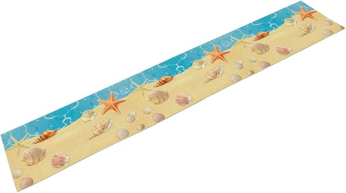 Sea Turtle Table Runner Marine Life Starfish Nautical Blue Green Ocean Theme Kitchen Table Decorations for Indoor Outdoor Home Party Decorations 13x36 Inch