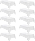 VidaFete Tablecloth 60 * 102inch 10pack Rectangle Table Cloth Polyester, Stain Wrinkle Resistant Dining Table Cover for Kitchen Dinning Party Wedding Rectangular Tabletop Buffet Decoration(White)
